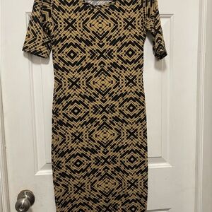 LuLaRoe Black and Tan Geometric Maxi Dress